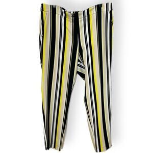 Laurel yellow black taupe striped pants 14